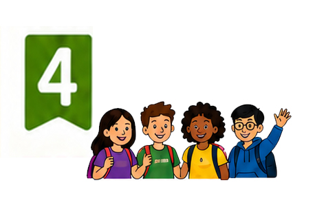 Diverse group of girl and boy students waving
